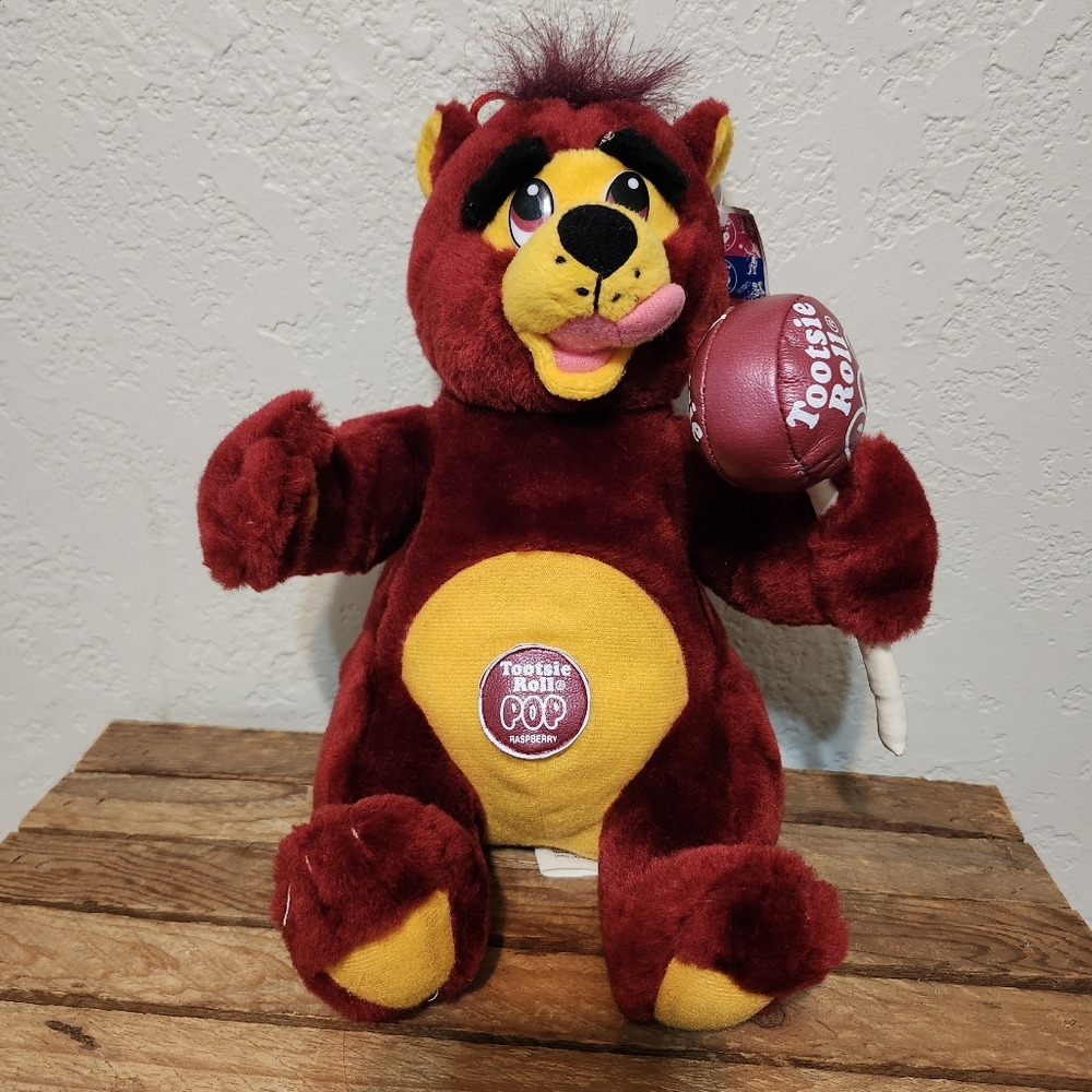 TOOTSIE ROLL Pop Raspberry Teddy Bear Plush Toy 1999 Vintage